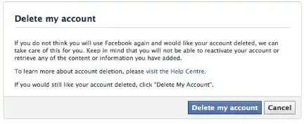 delete facebook account